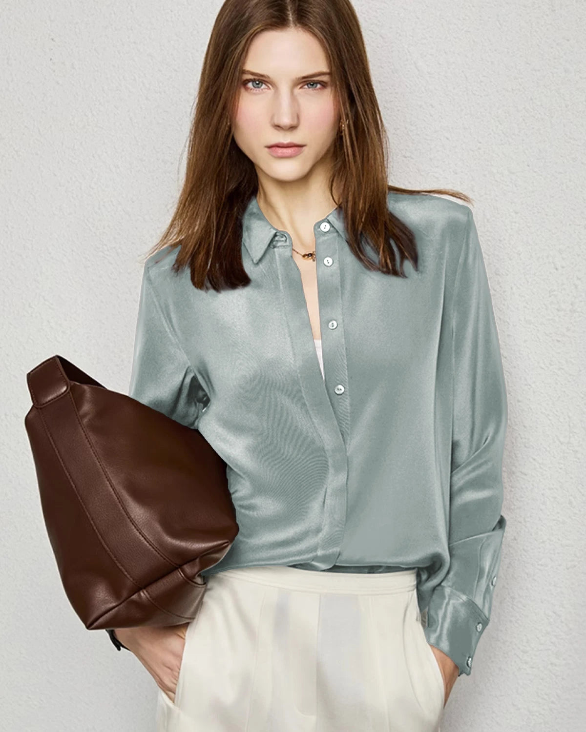 30 Momme Classic Concealed Silk Blouse - DAISYSILK