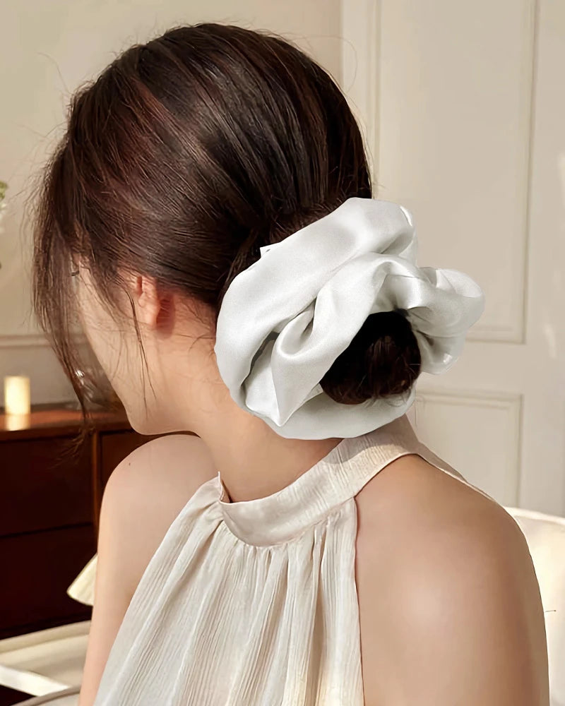 22 Momme Washable Silk Scrunchie 5cm, White