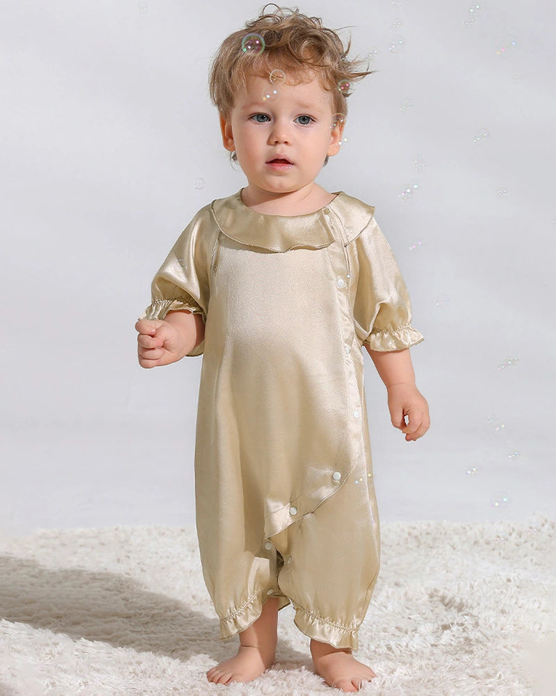 Luxury Silk Romper Button Closure