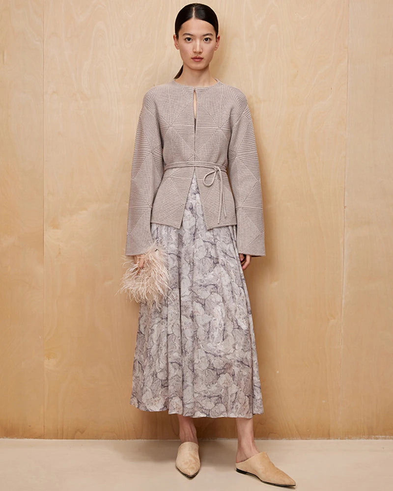 Marble Print Silk Maxi Skirt