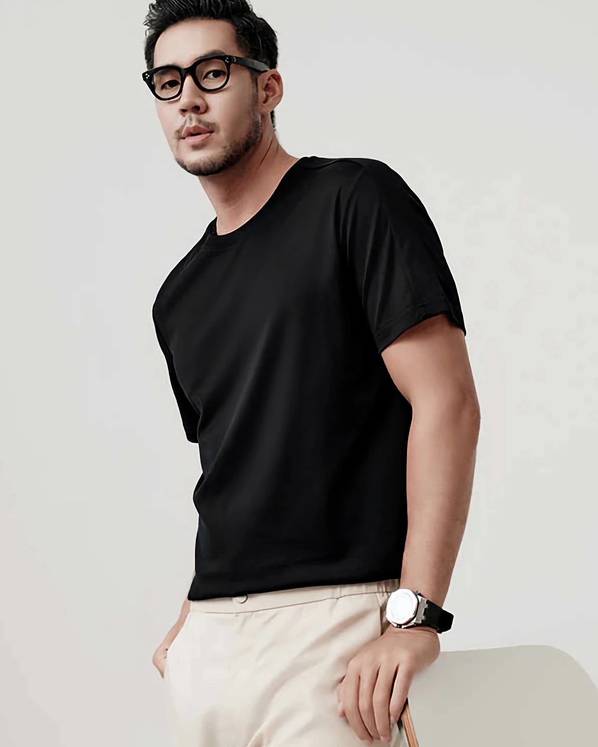 Men's Relaxed Fit Silk Jersey, Black