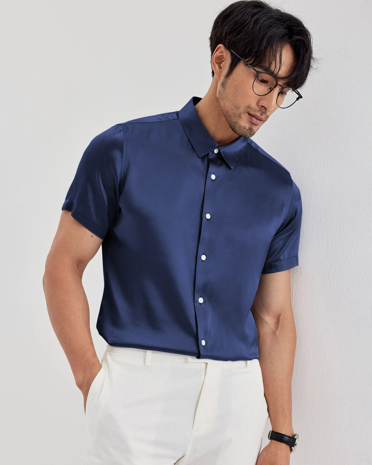 Mens Washable Silk Shirt Short Sleeve - DAISYSILK