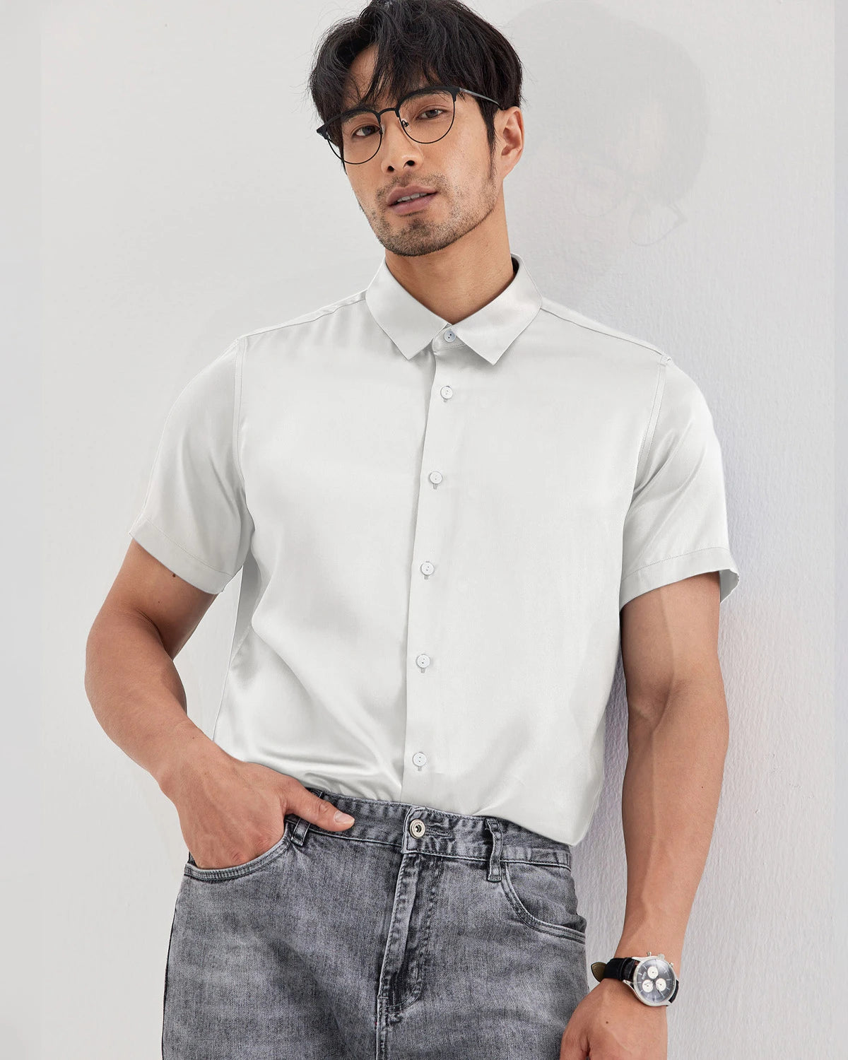 Mens Washable Silk Shirt Short Sleeve - DAISYSILK