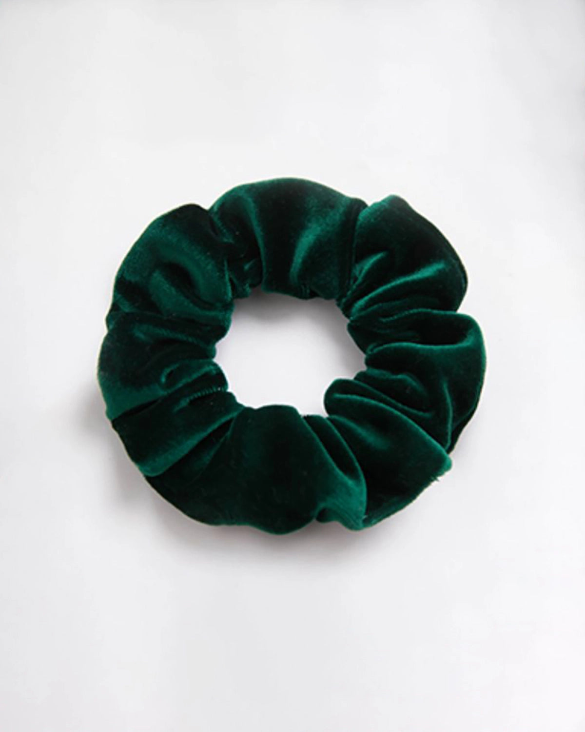3.5 CM Silk Velvet Hair Scrunchie Band, Dark Green