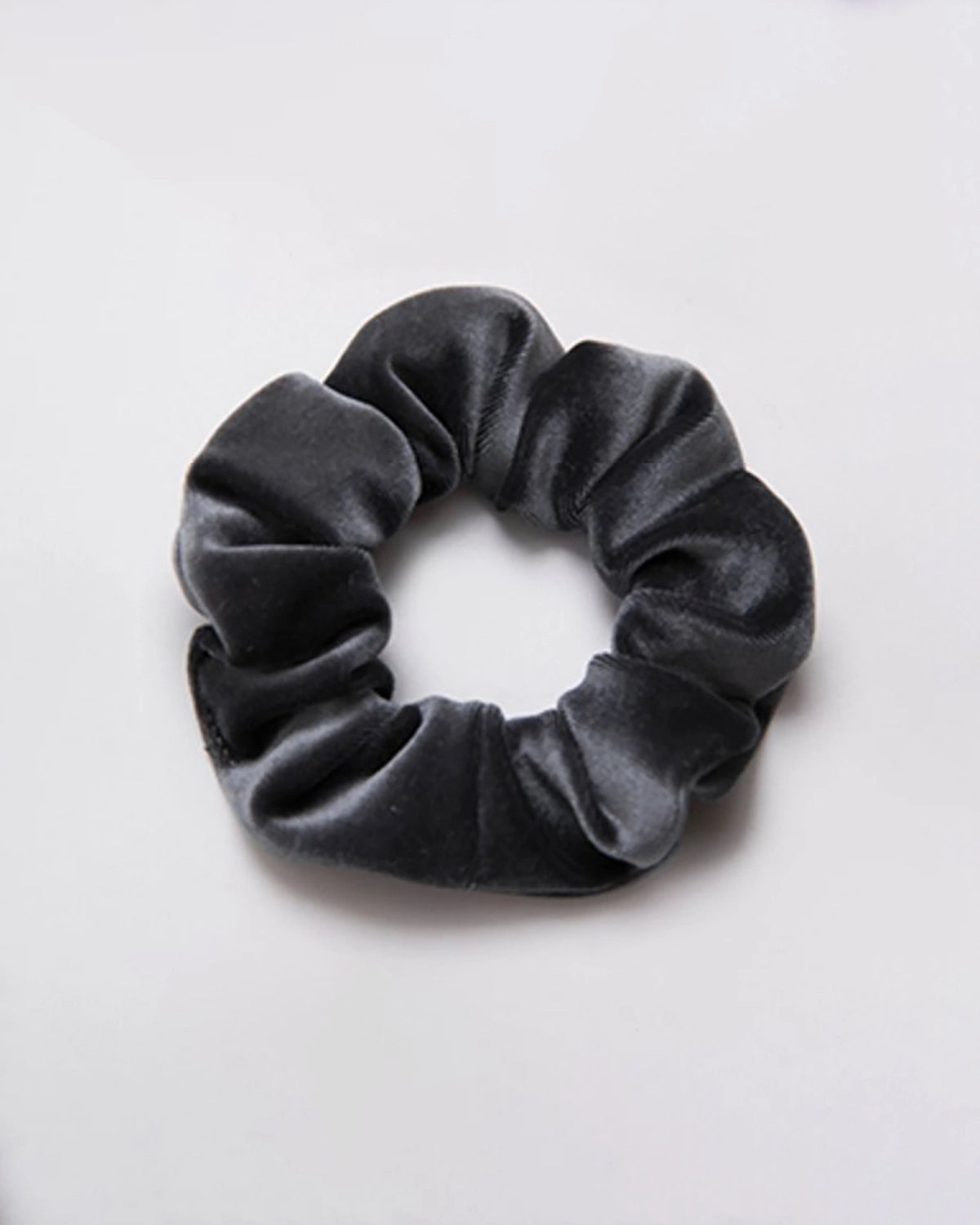3.5 CM Silk Velvet Hair Scrunchie Band, Dark Grey