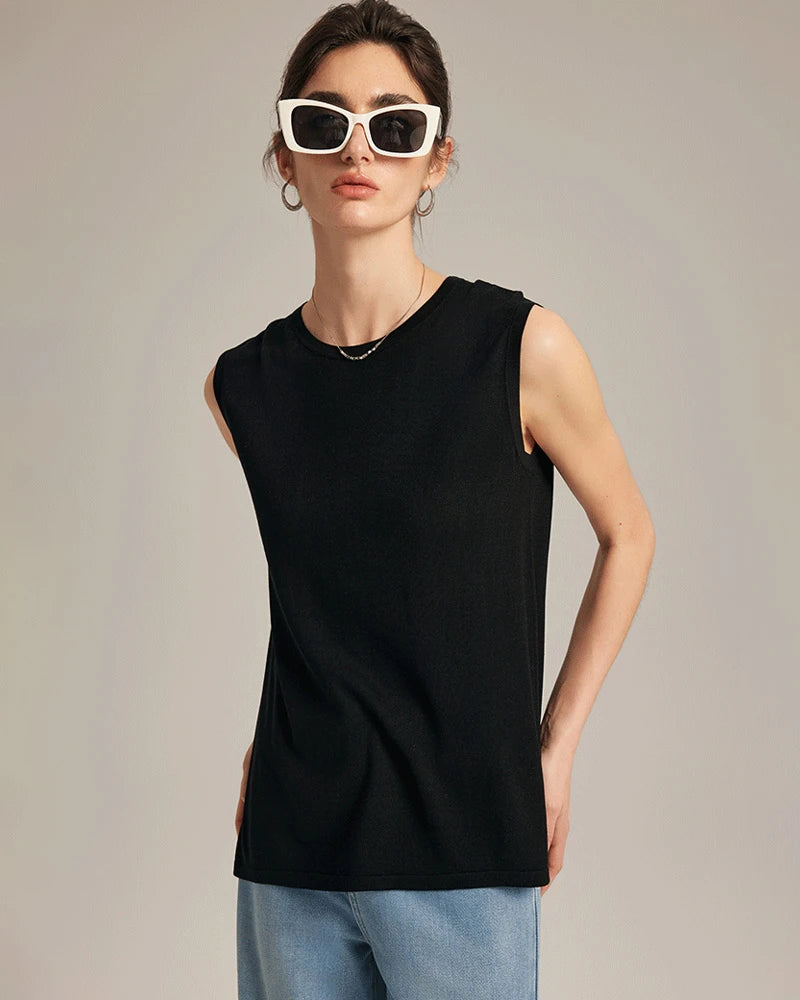 Sleeveless Silk Jersey, Black