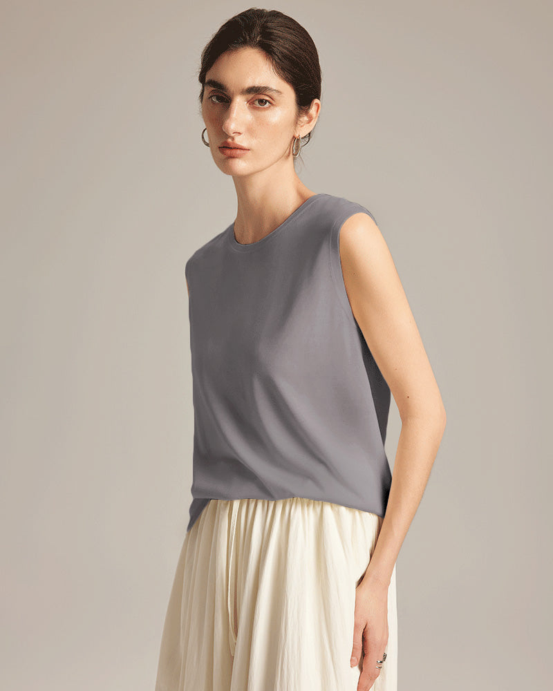 Sleeveless Silk Jersey, Grey