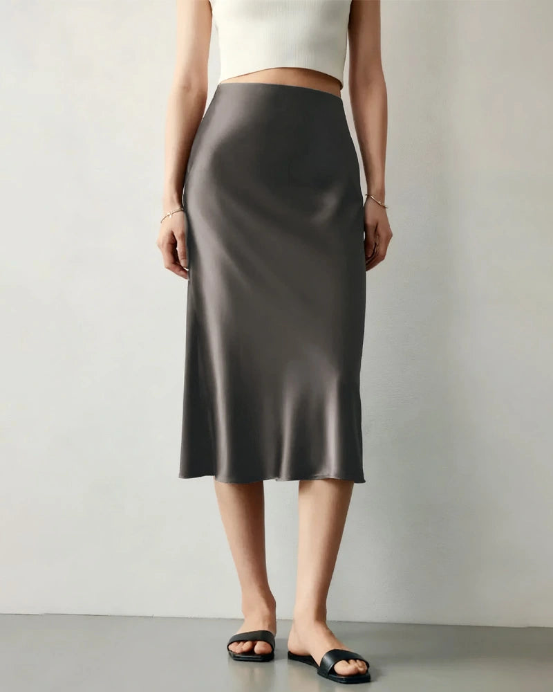 Elegant Knee Length Silk Skirt