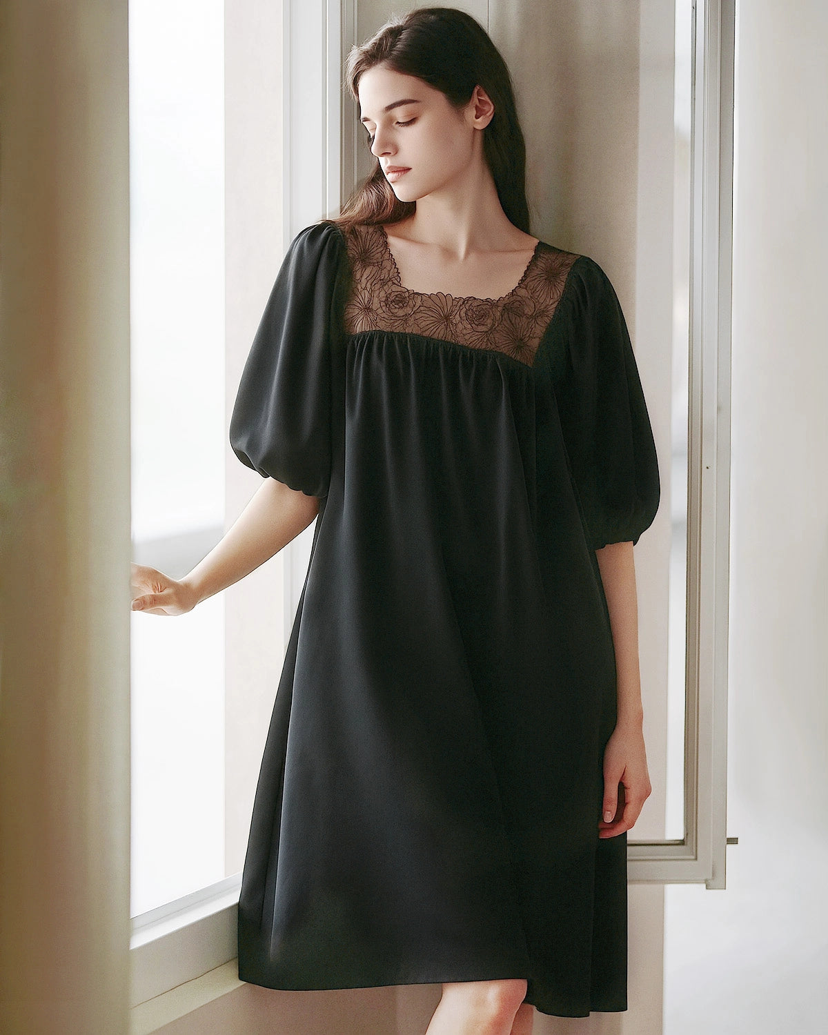 DaisySilk Silk Nightgown For Women Elegant Floral Lace Nightdress DaisySilk Silk Nightgown For Women Elegant Floral Lace Nightdress