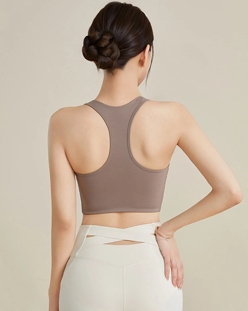 Silk Yoga Sports Bra, Brown