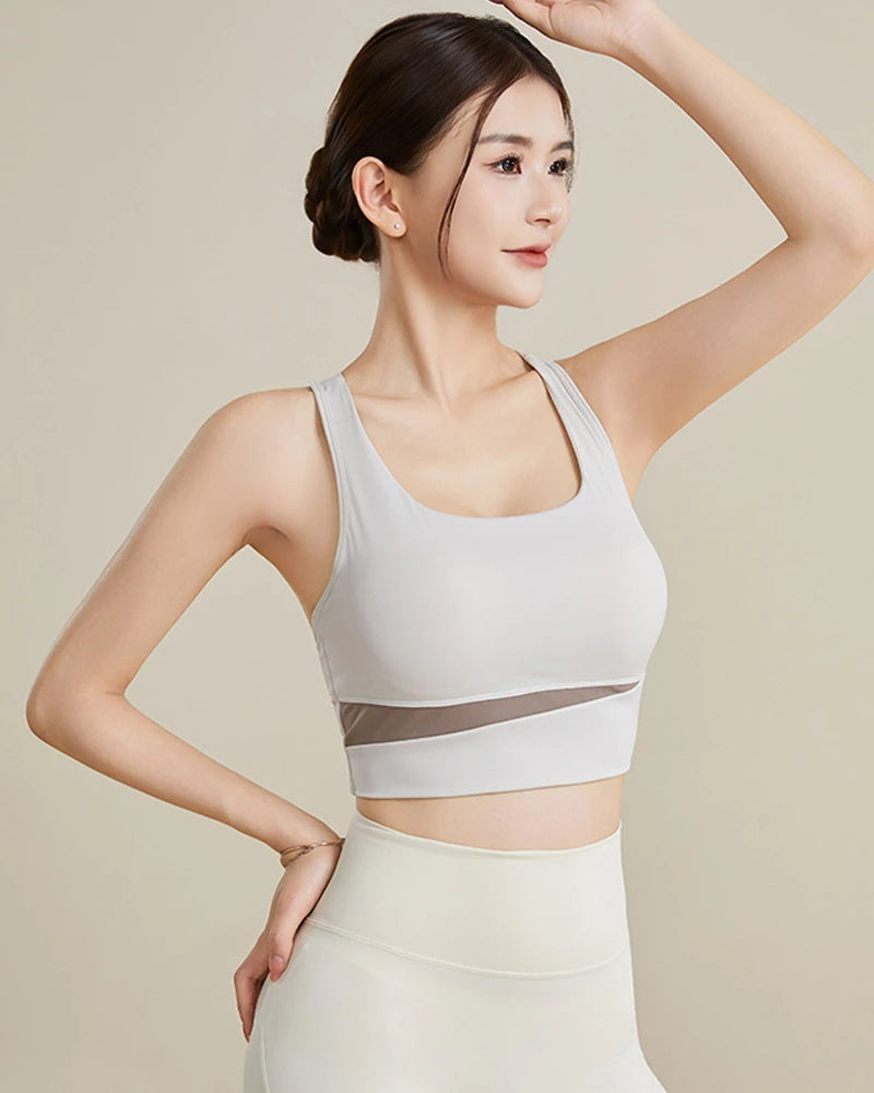 Silk Yoga Sports Bra, Grey