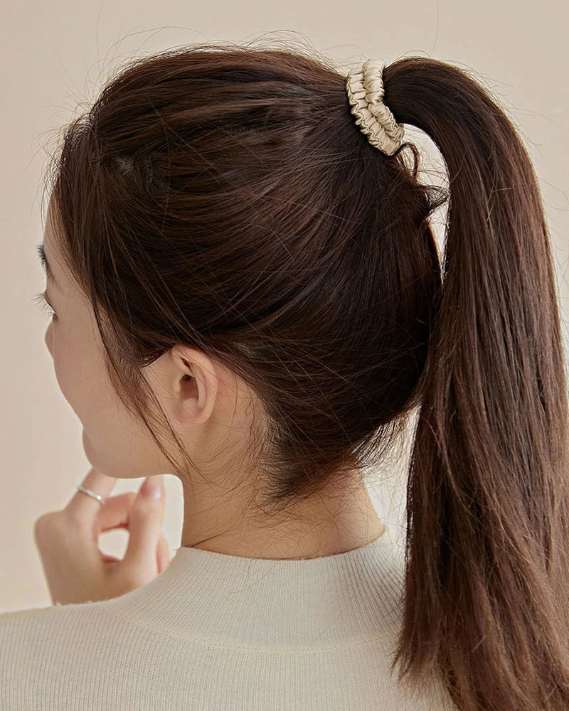 22 Momme Silk Skinny Scrunchie, Champagne