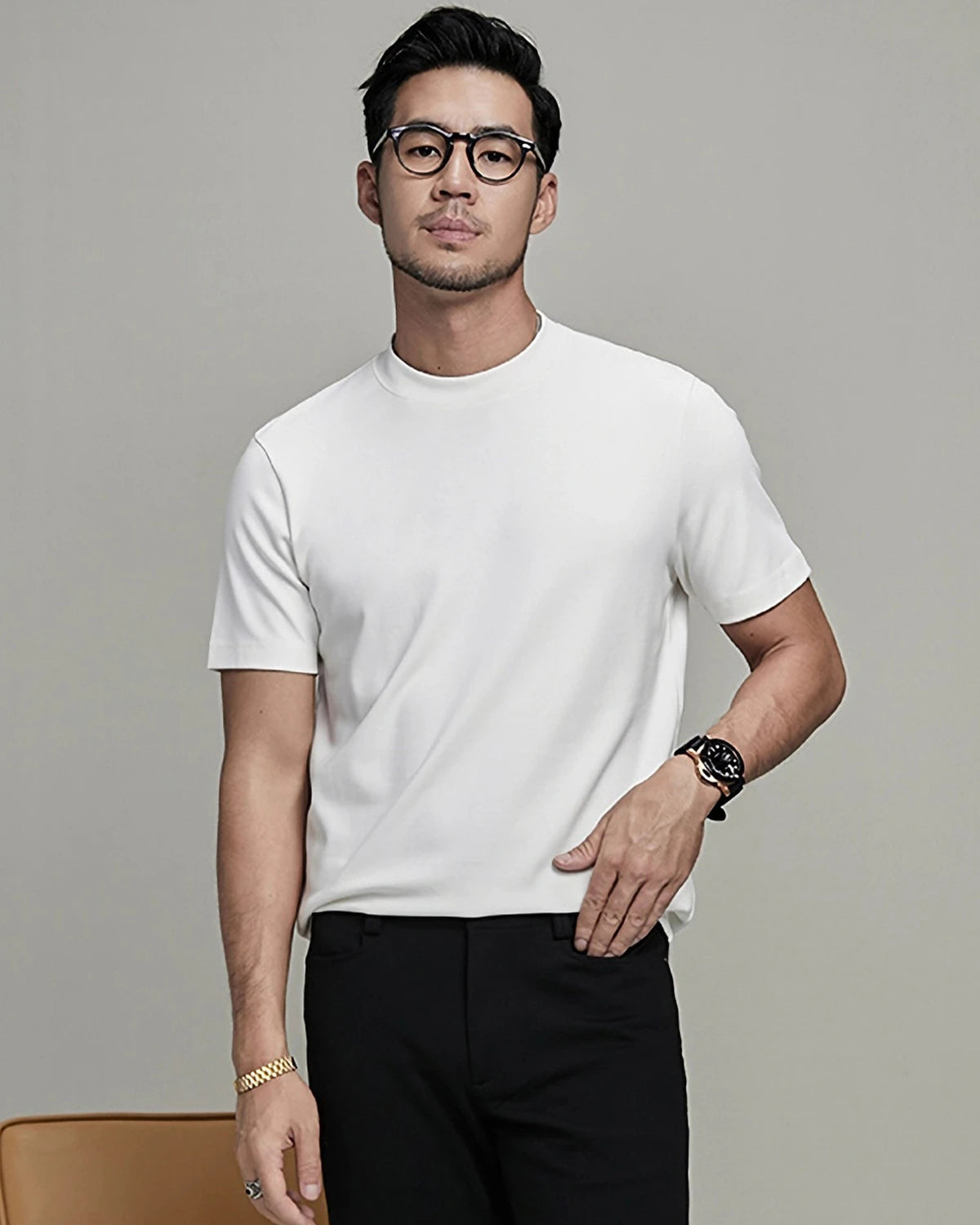 Men's Slim Fit Silk Jersey, White