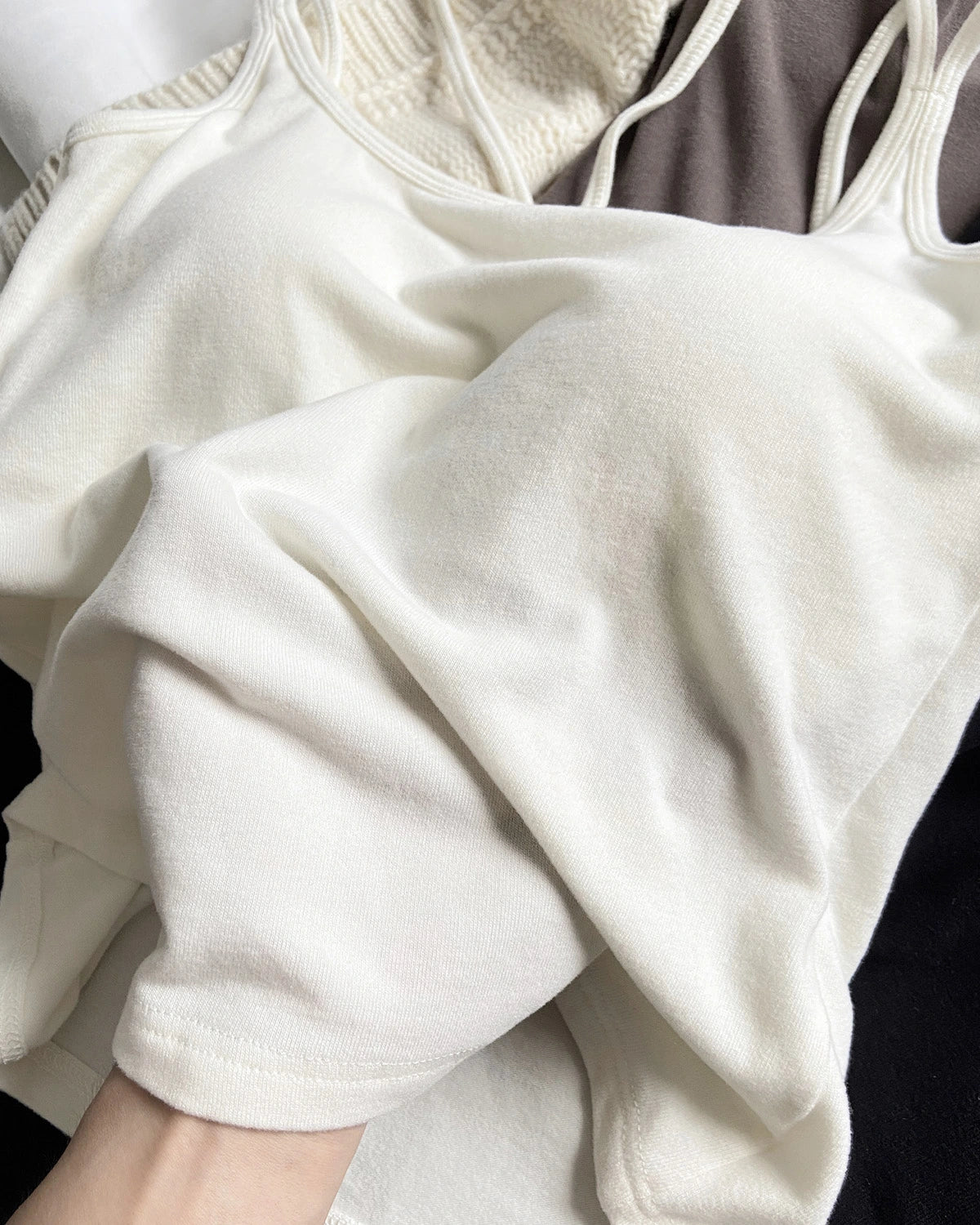 Wool Brushed Camisole with Built-In Bra - DAISYSILK