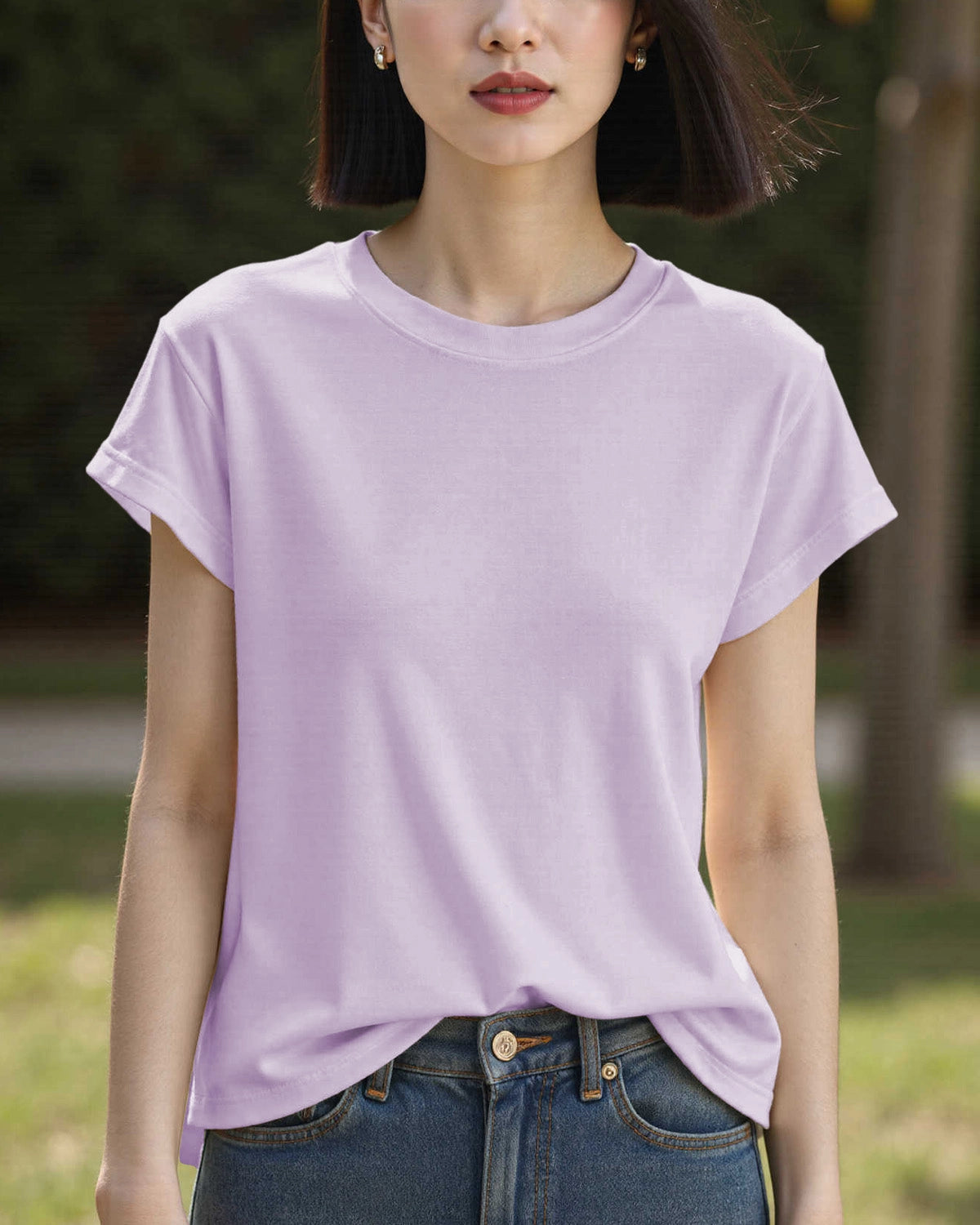 Women’s Silk Jersey Crew Neck Tee, Purple