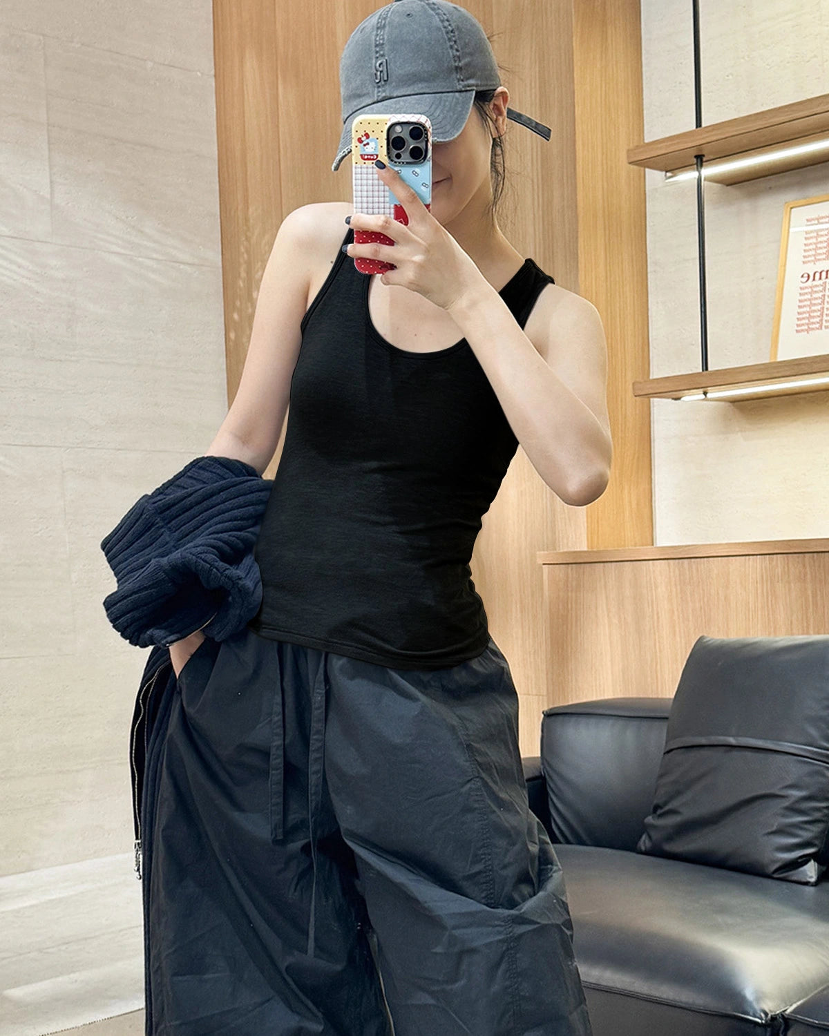 Wool Brushed Thermal Tank with Built-In Bra - DAISYSILK