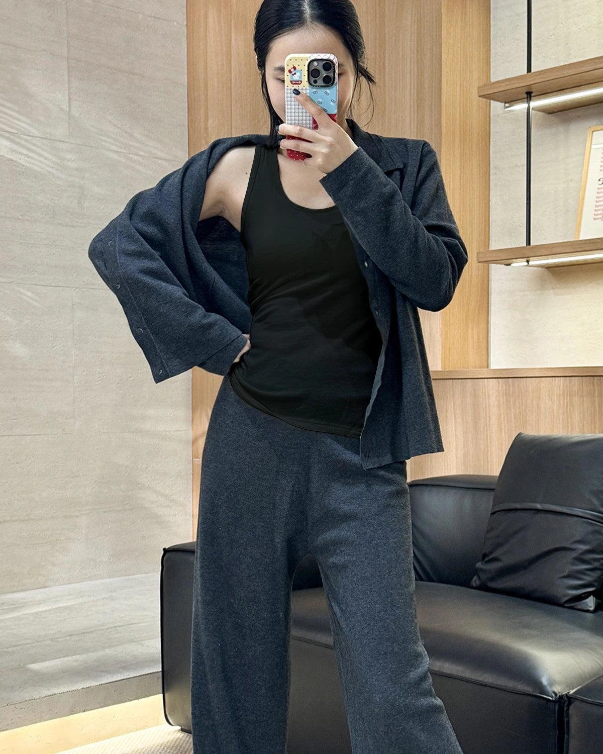 Wool Brushed Thermal Tank with Built-In Bra - DAISYSILK