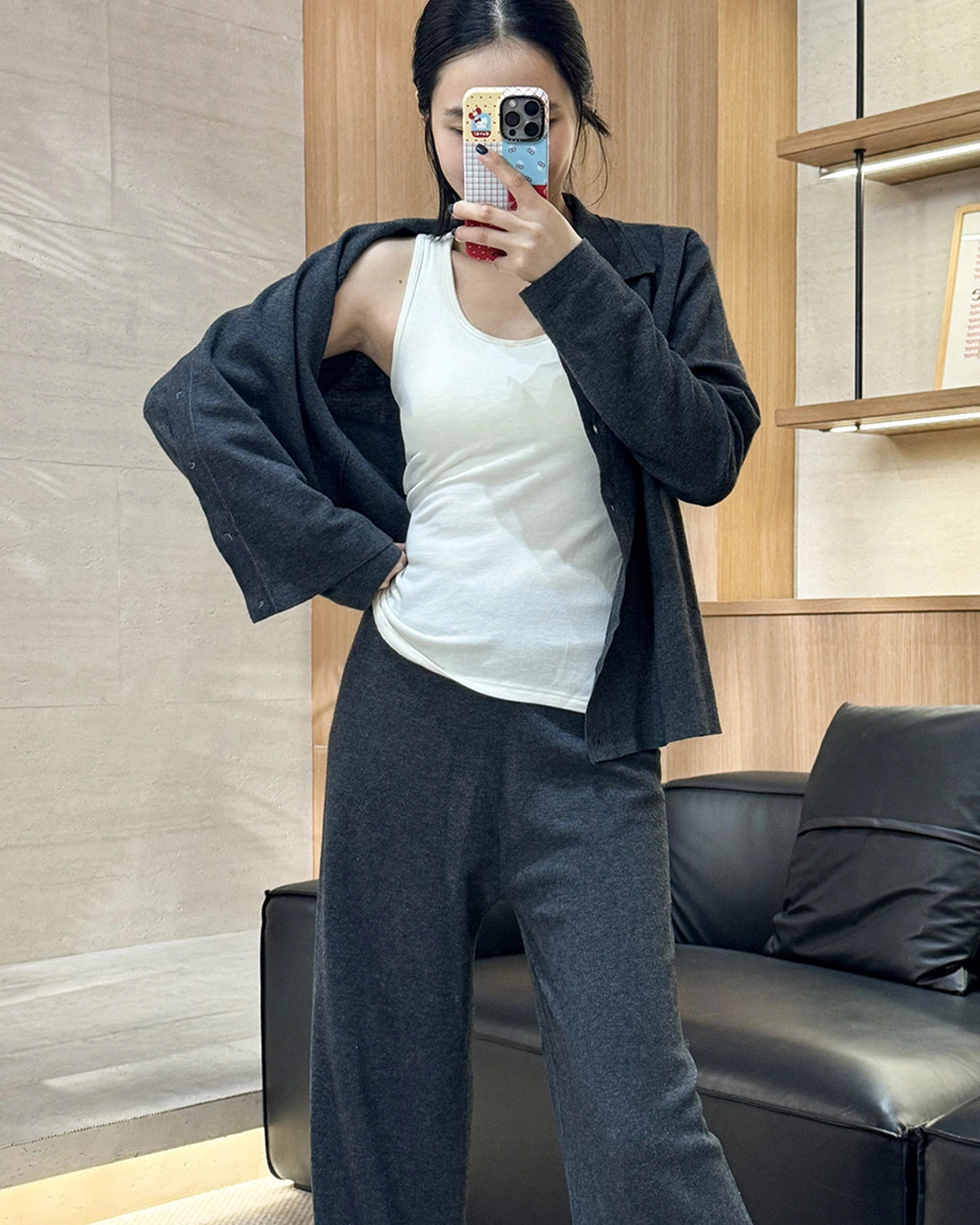 Wool Brushed Thermal Tank with Built-In Bra - DAISYSILK