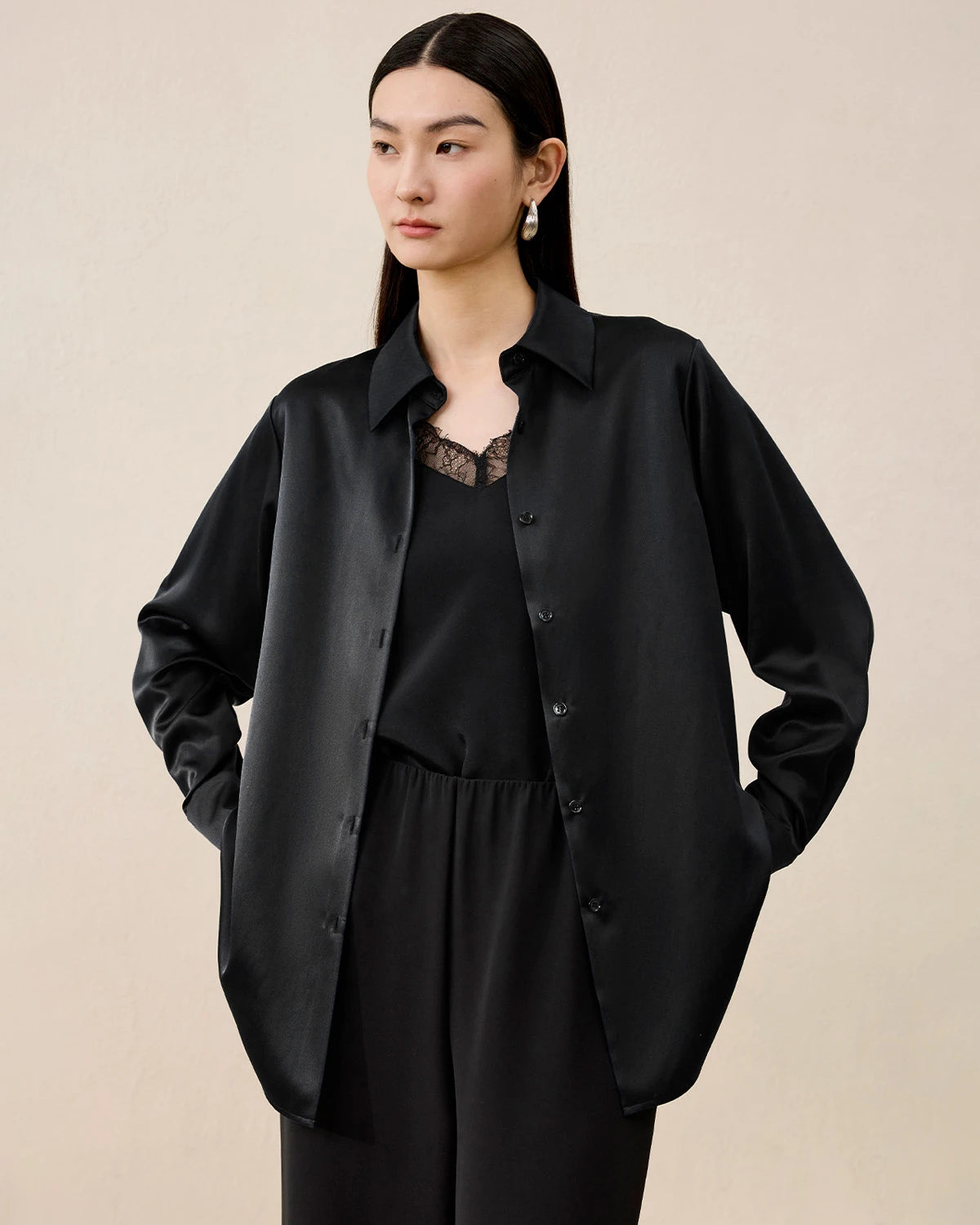 Women's Washable Silk Blouse Basic Style - DAISYSILK