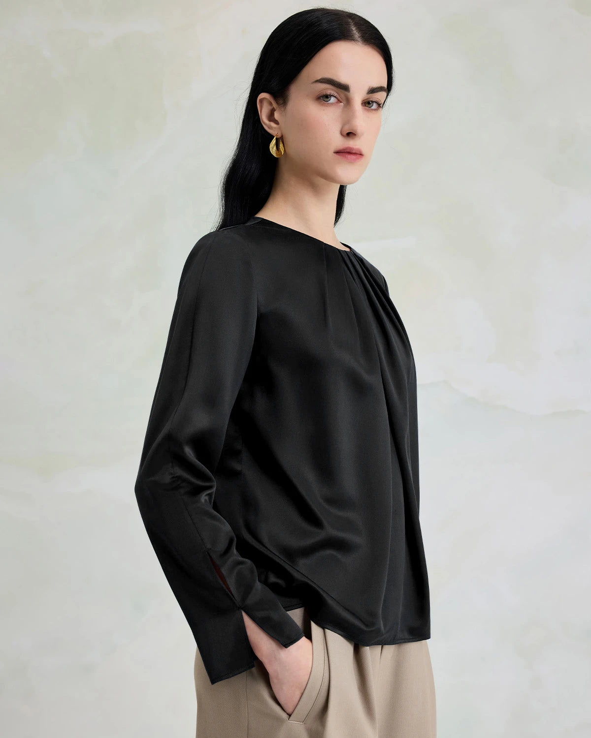 Elegant Washable Silk Pullover Blouse - DAISYSILK