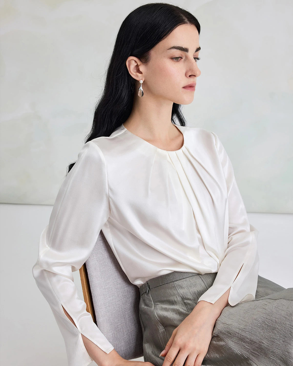 Elegant Washable Silk Pullover Blouse - DAISYSILK