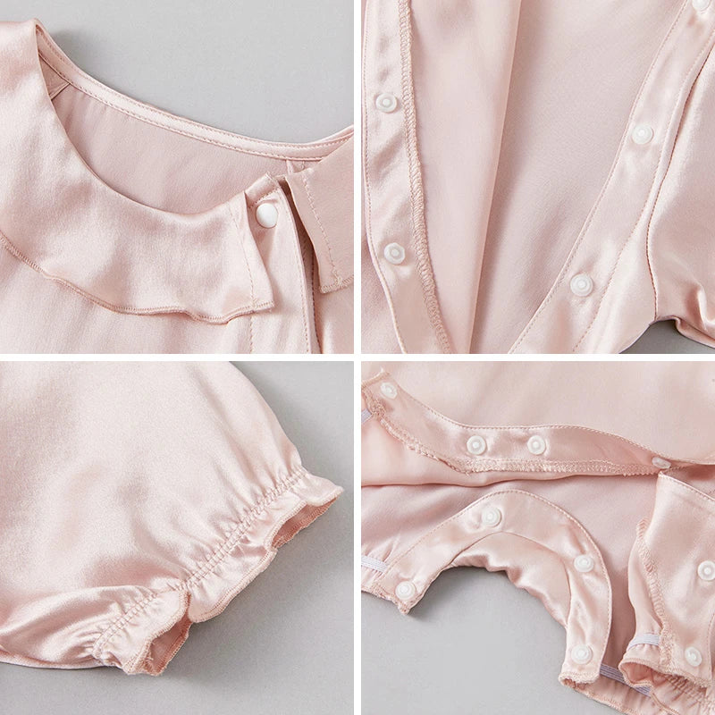 Doll Collar Baby Silk Onesies, Pink