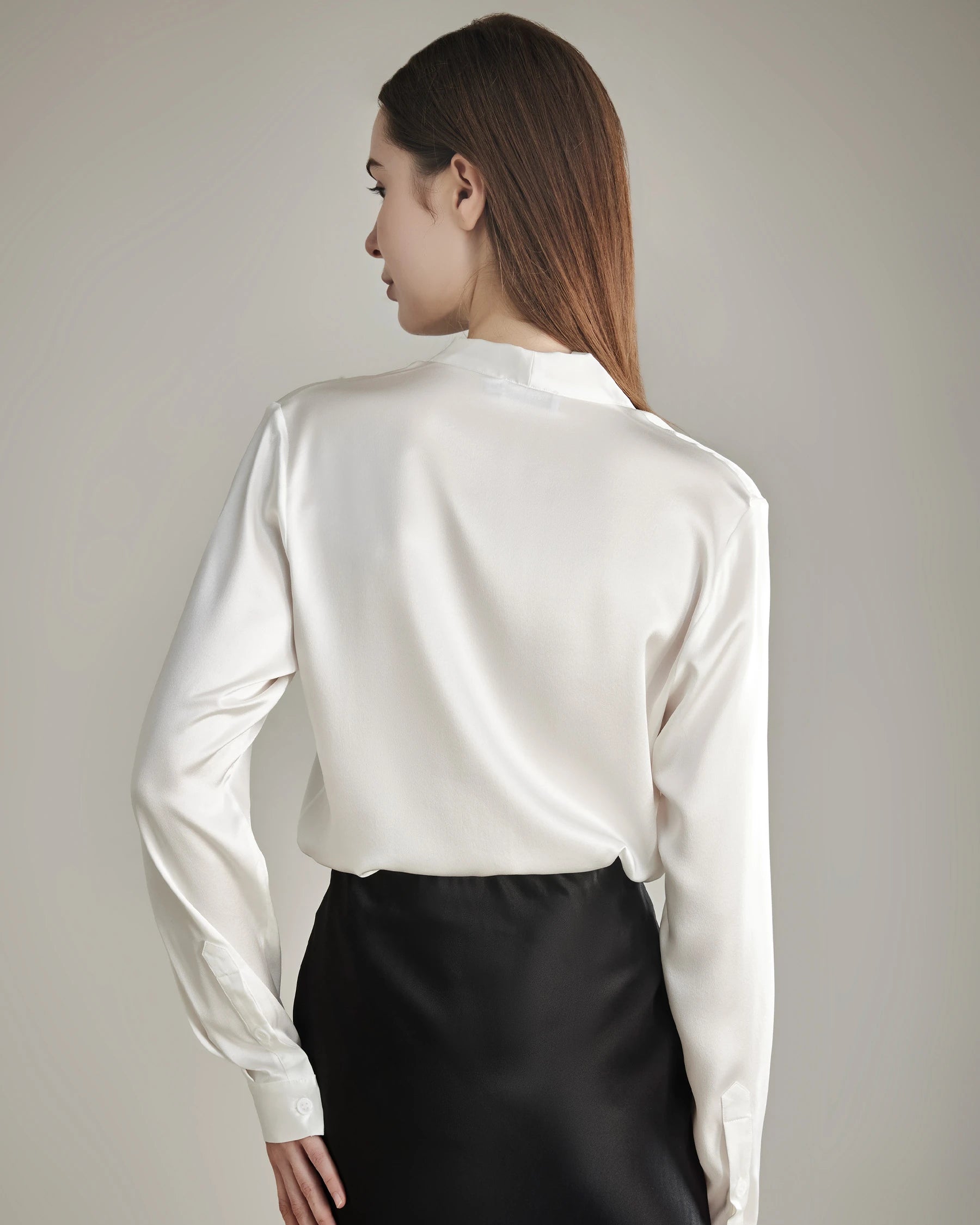 Elegant Silk Bow Tie Blouse Ivory