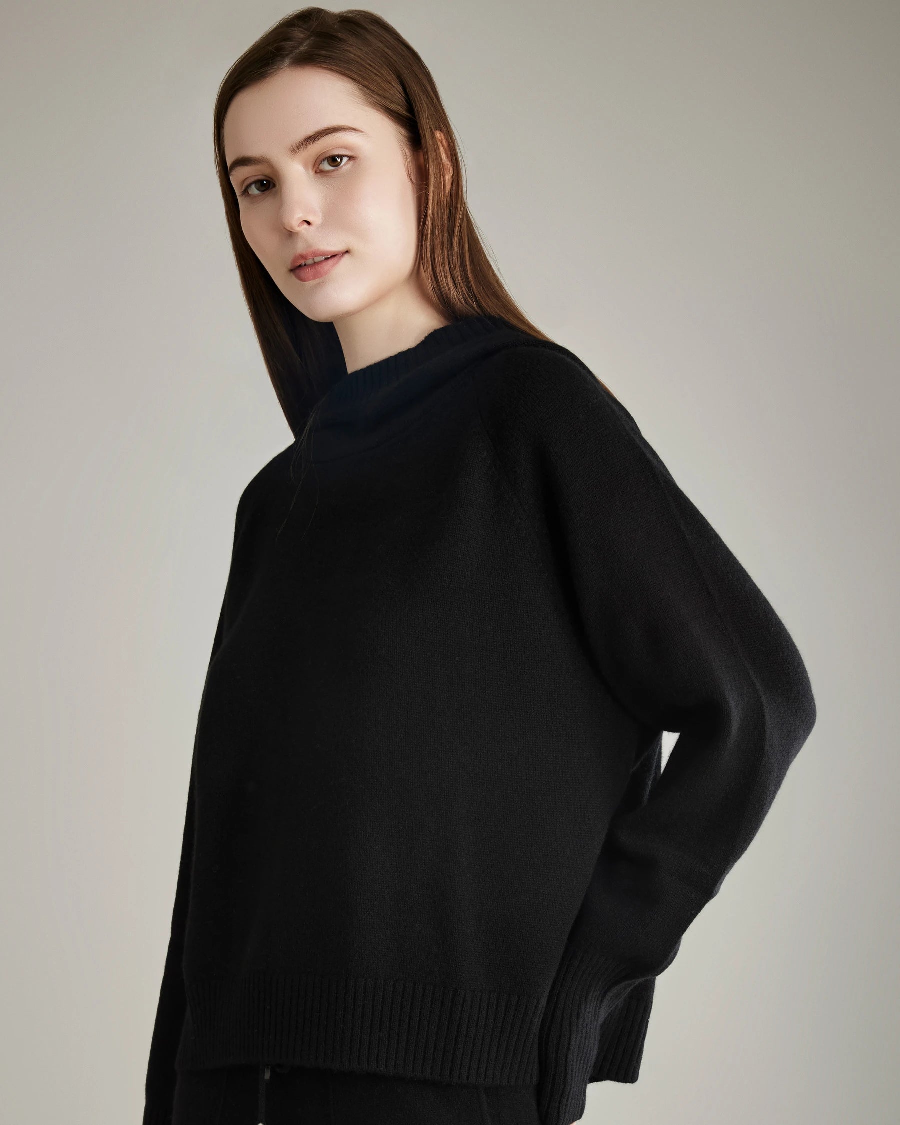 Loft Hooded Cashmere Sweater, Black