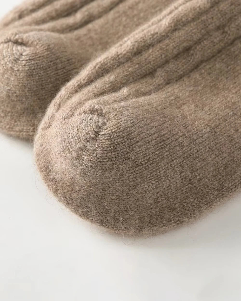 Knit Cashmere Crew Socks, Brown