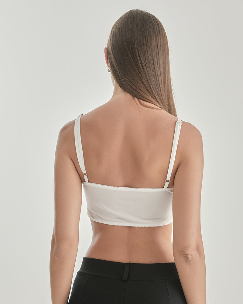 Knit Silk Bralette Square Neck Lace Crop Top - DAISYSILK