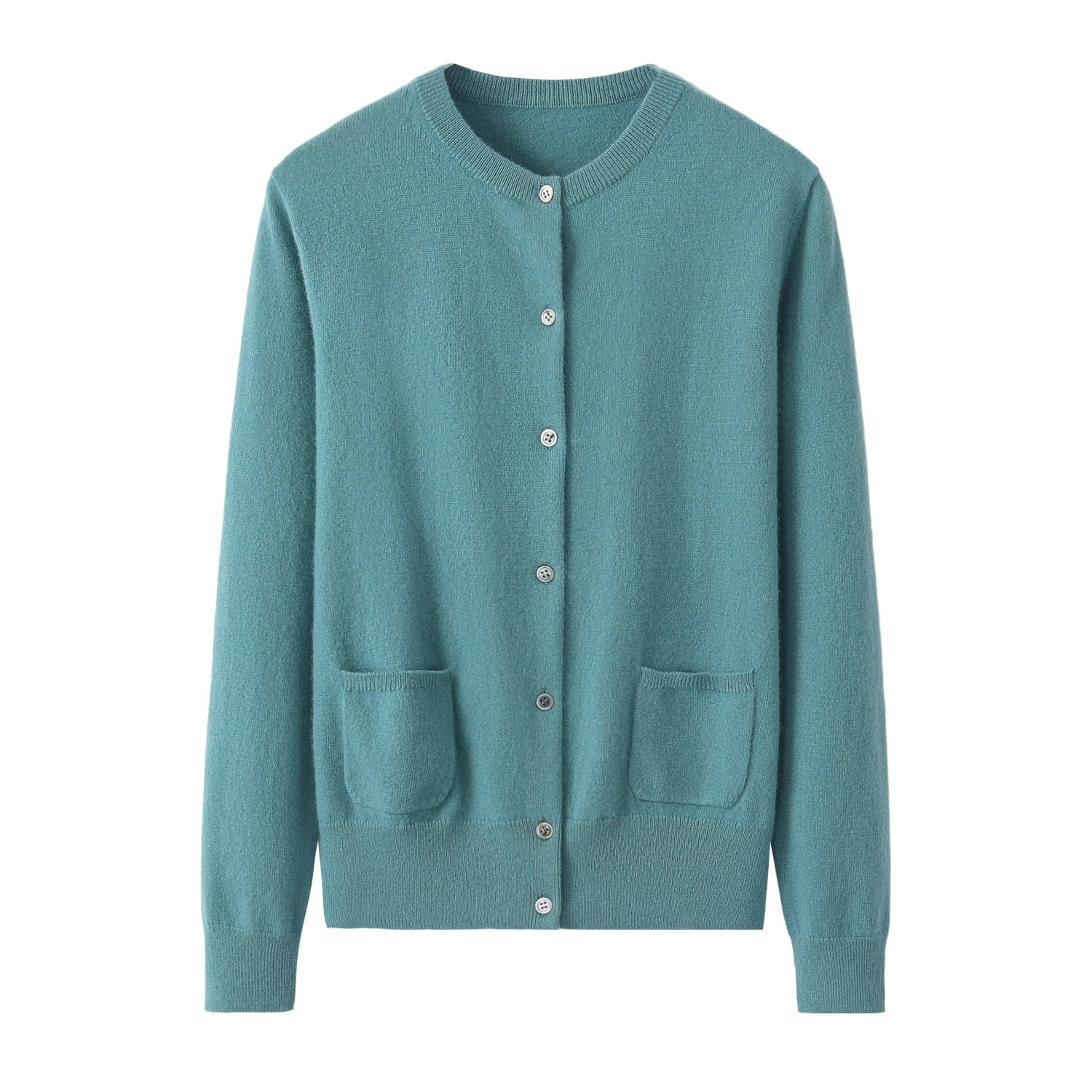 Crewneck Pure Cashmere Cardigan - DAISYSILK