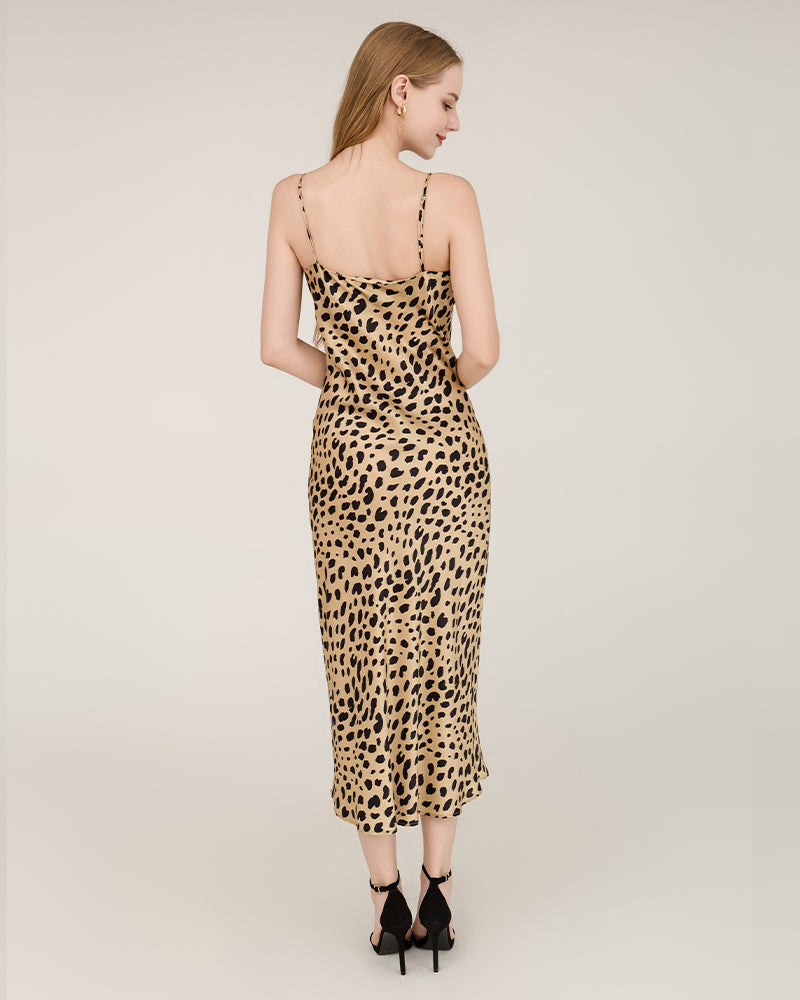Leopard Print Maxi Silk Dresses - DAISYSILK