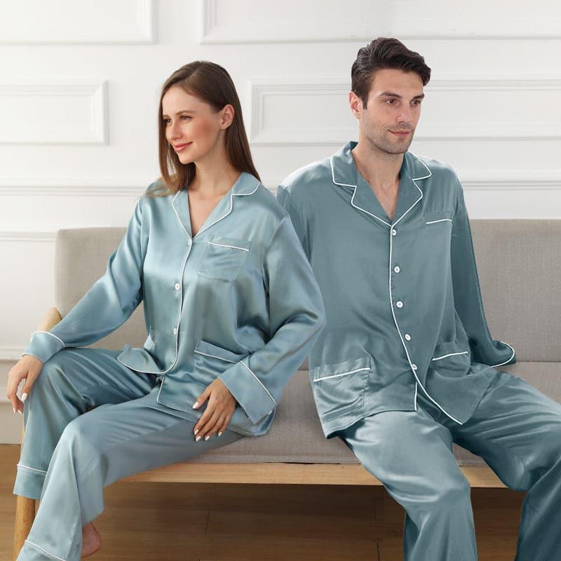 Long Silk Pajamas Home Wear For Couple - DAISYSILK