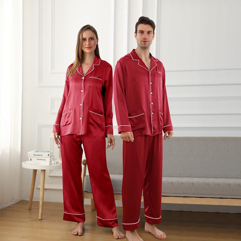 Long Silk Pajamas Home Wear For Couple - DAISYSILK