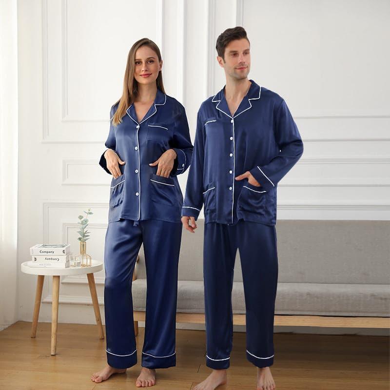 Long Silk Pajamas Home Wear For Couple - DAISYSILK