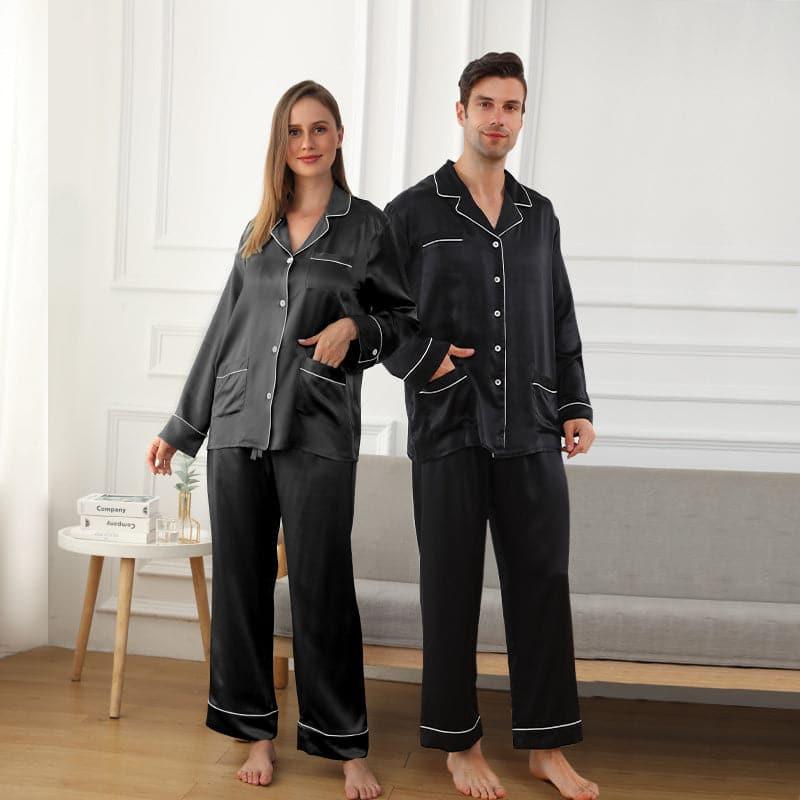 Long Silk Pajamas Home Wear For Couple - DAISYSILK