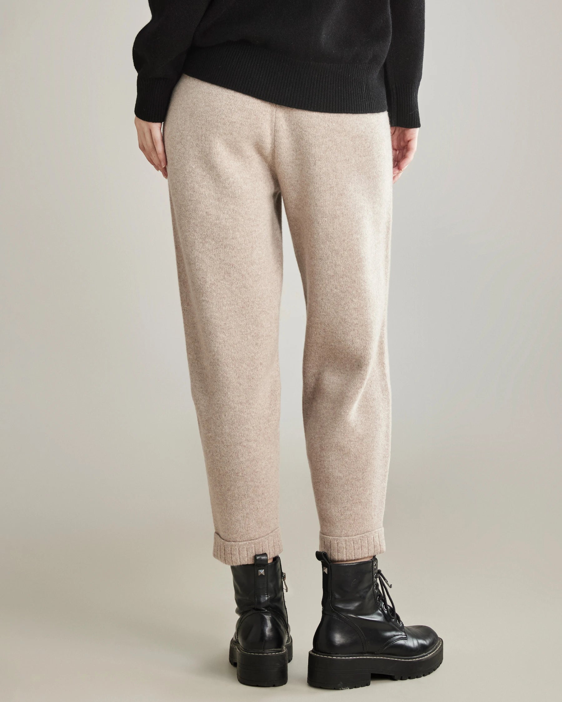 Loose Casual Cashmere Pants, Beige