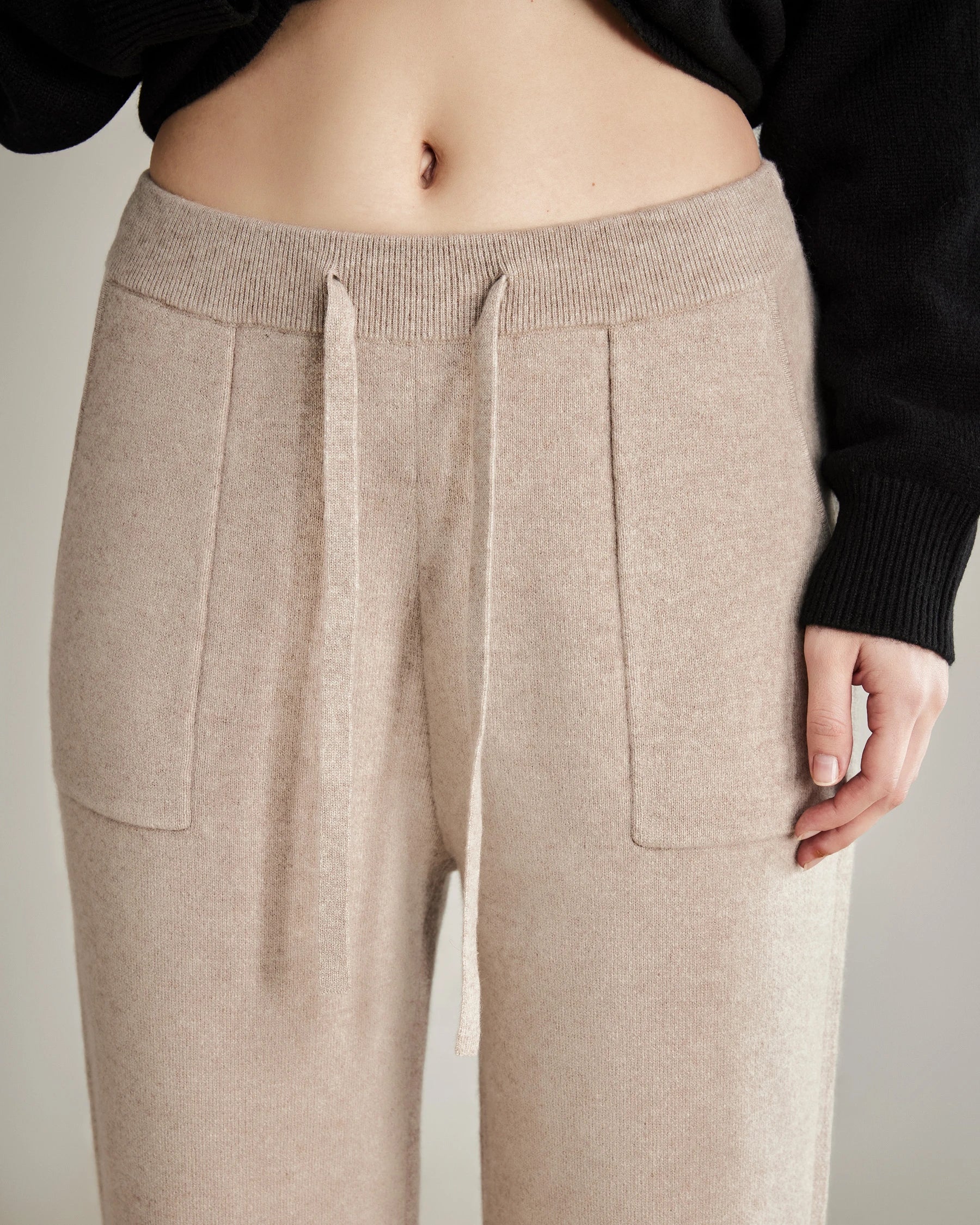 Loose Casual Cashmere Pants, Beige
