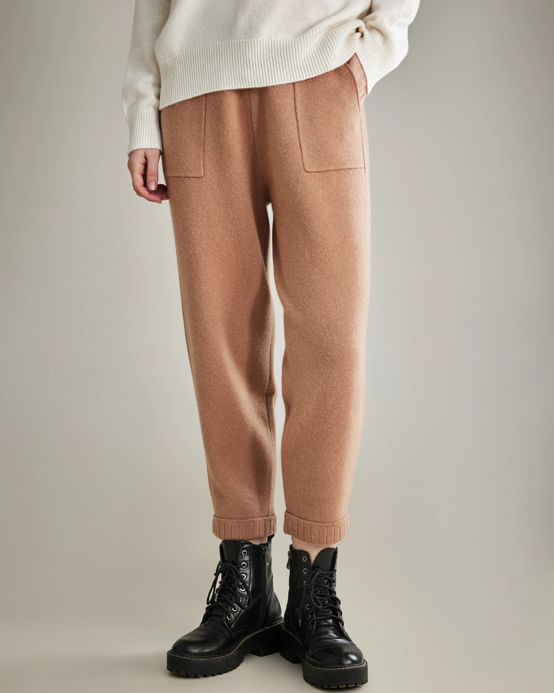 Loose Casual Cashmere Pants, Brown