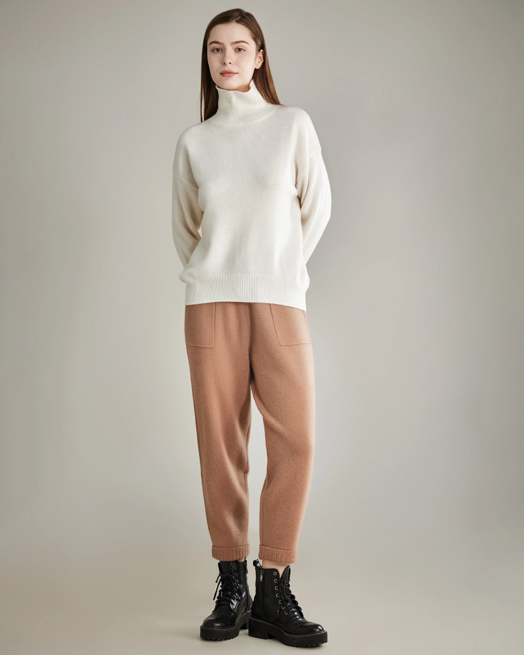 Loose Casual Cashmere Pants, Brown