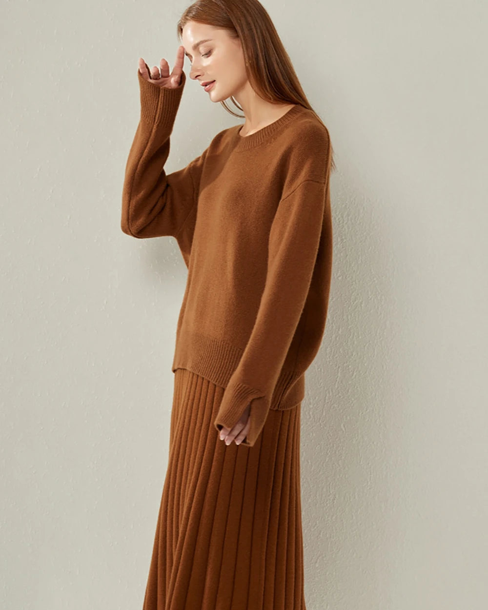 Loft Crew Neck Cashmere Sweater, Brown