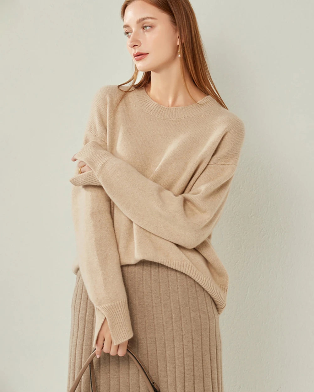 Loft Crew Neck Cashmere Sweater, Camel