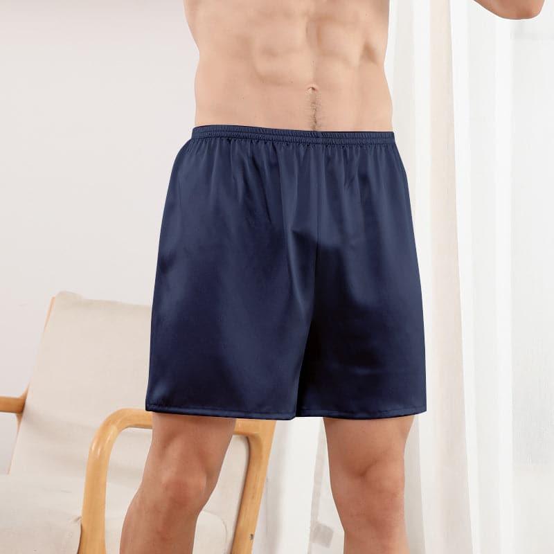 Luxury Fitted Draping Silk Boxer for Men, Navy