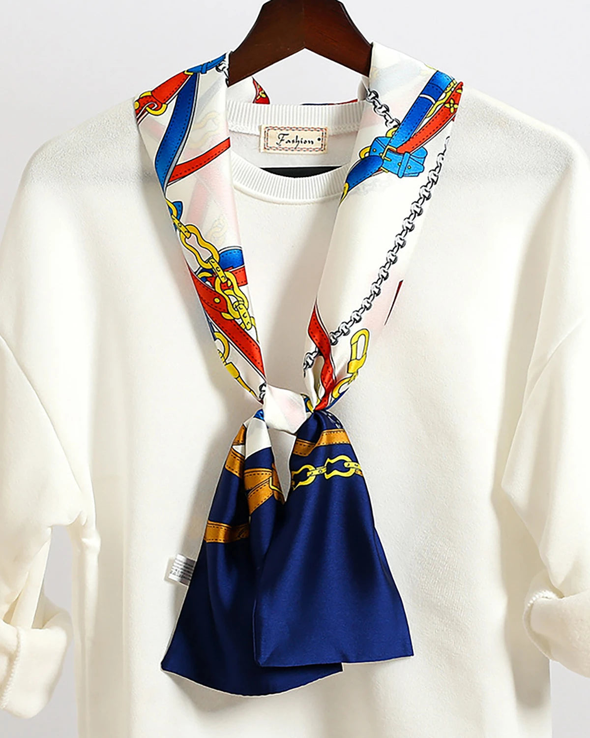 Luxury Rectangular Silk Scarf, Navy