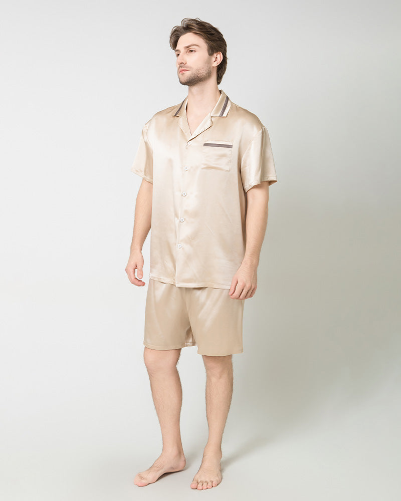 Men's Classic Silk Short Pajamas Set, Champagne