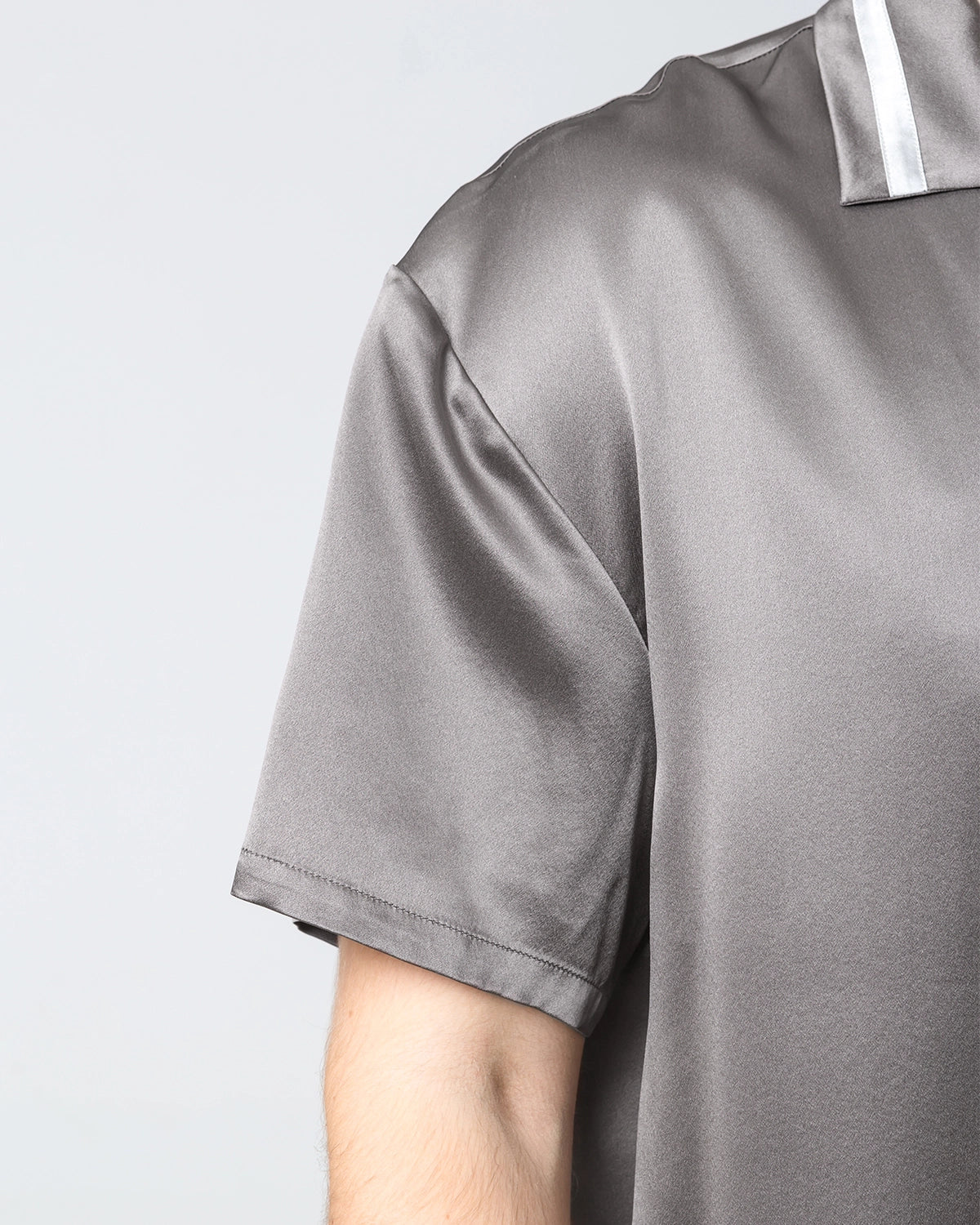 Men's Classic Silk Short Pajamas Set, Dark Grey