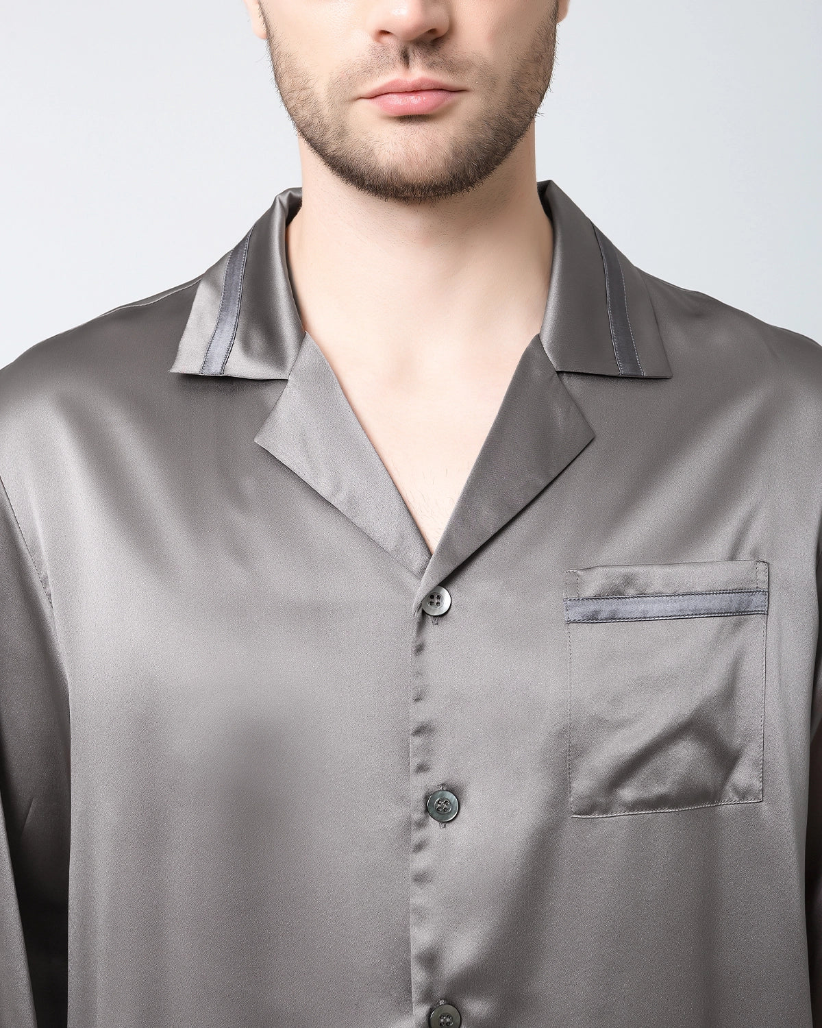 Men's Luxury Silk Pajamas, Dark Grey