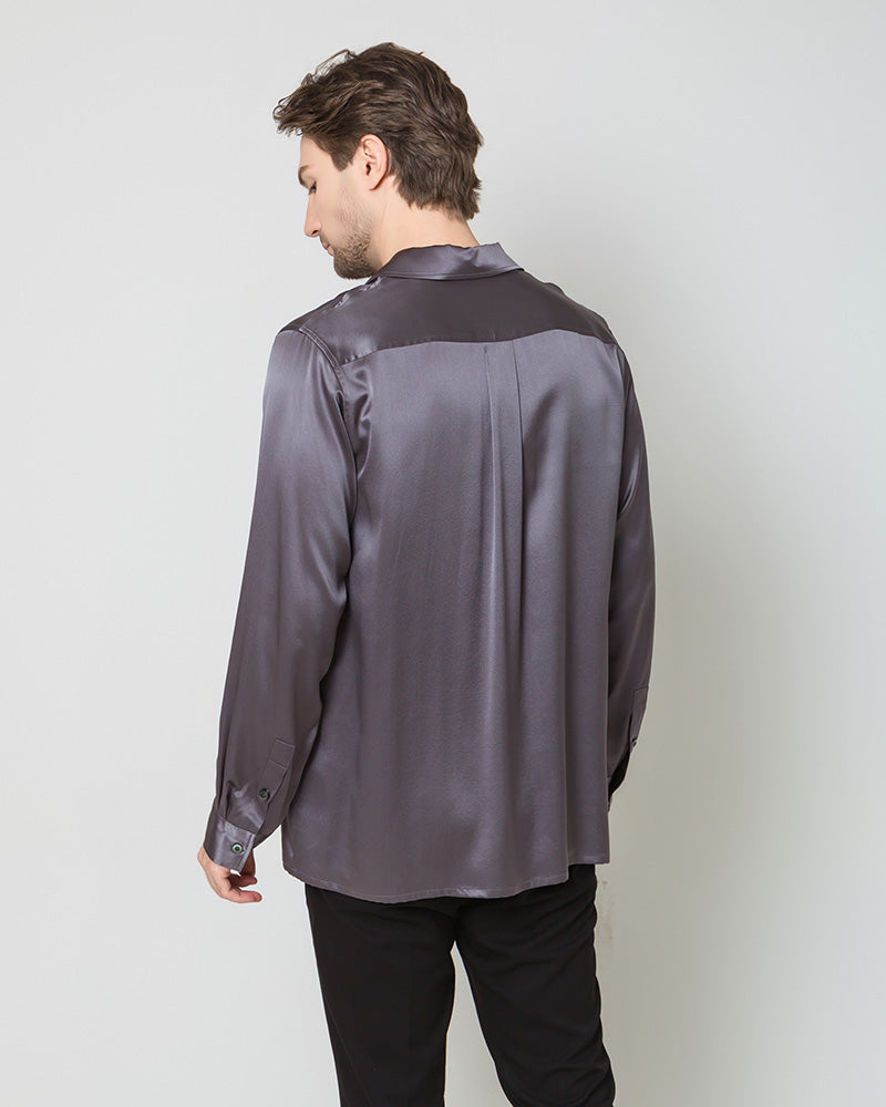 Men's Pure Silk Classic Business Shirt, Grey