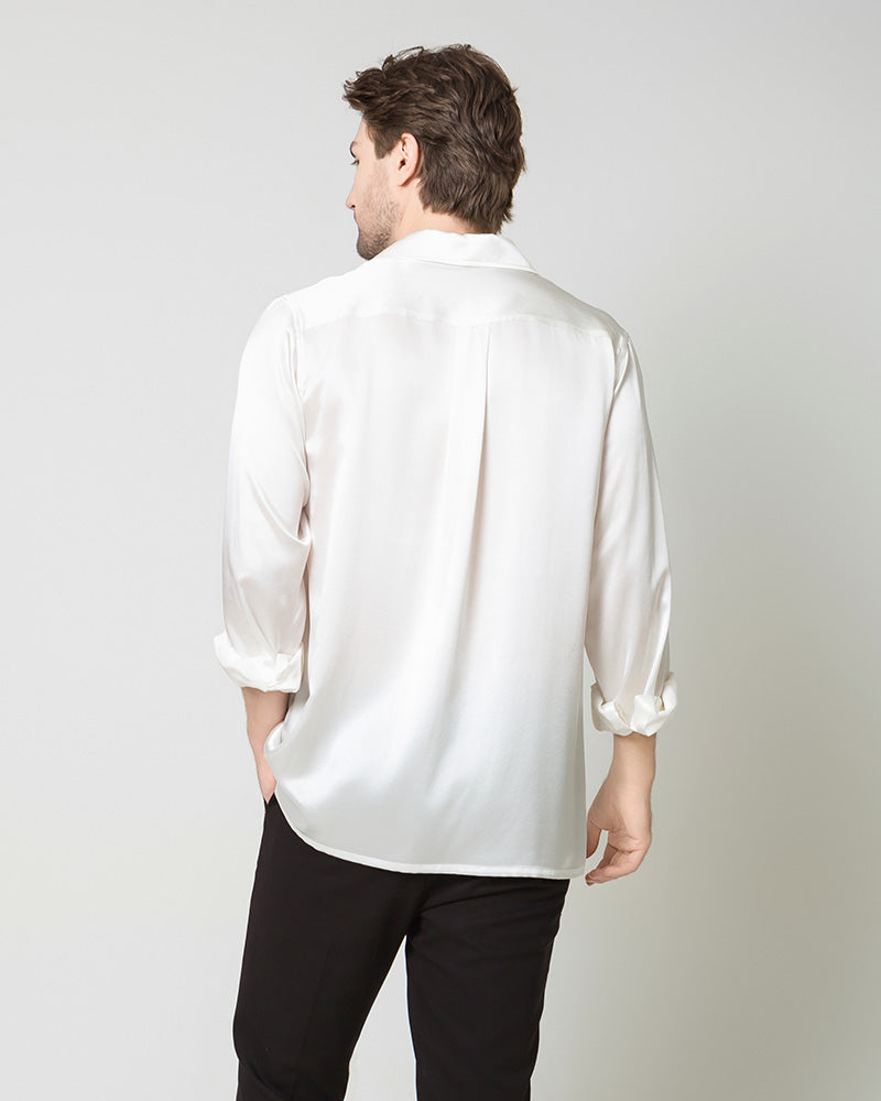 Men's Pure Silk Classic Business Shirt, White