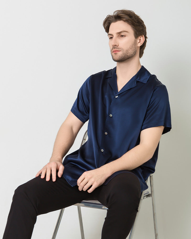 Men's Silk Short Sleeve Business Shirt - DAISYSILK